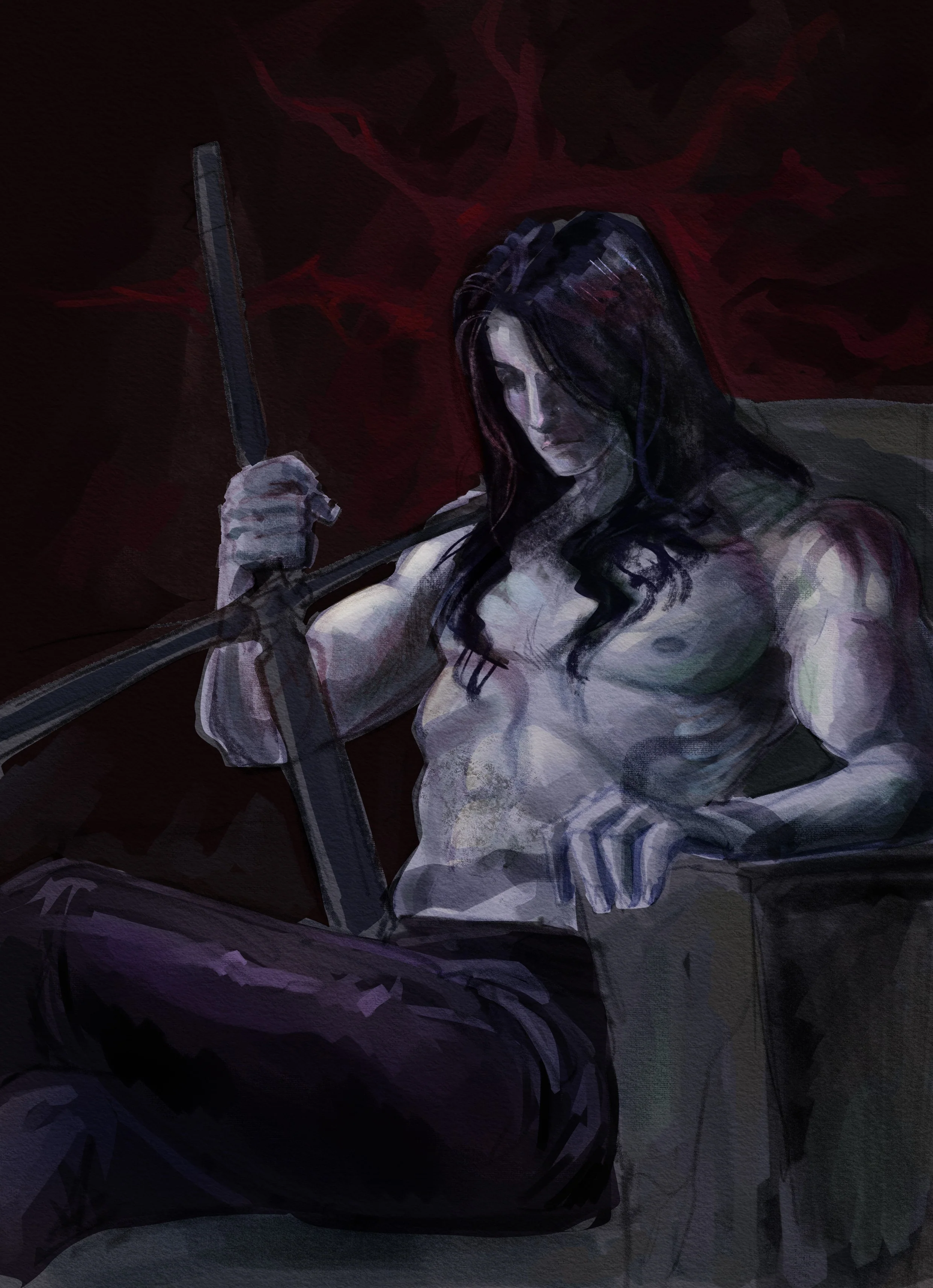 2D digital illustration of D from Vampire hunter D
